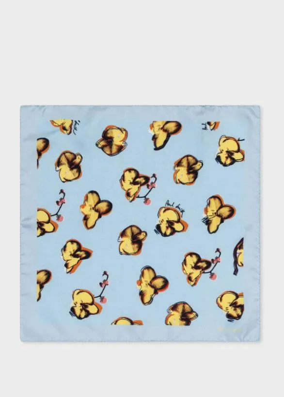 Paul Smith Pocket Squares Floral Print Silk Pocket Square Sky Blue 8211 Mens