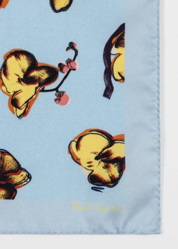 Paul Smith Pocket Squares Floral Print Silk Pocket Square Sky Blue 8211 Mens