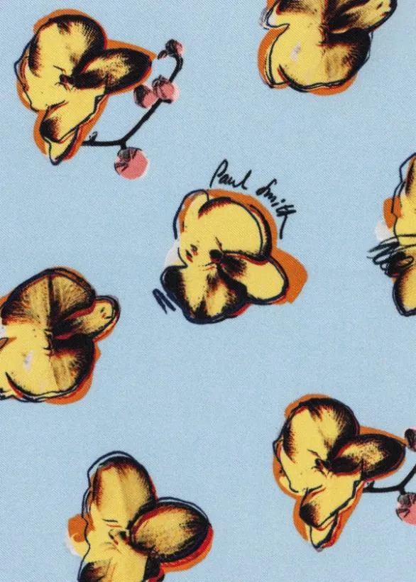 Paul Smith Pocket Squares Floral Print Silk Pocket Square Sky Blue 8211 Mens