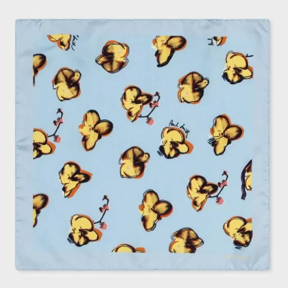 Paul Smith Pocket Squares Floral Print Silk Pocket Square Sky Blue 8211 Mens