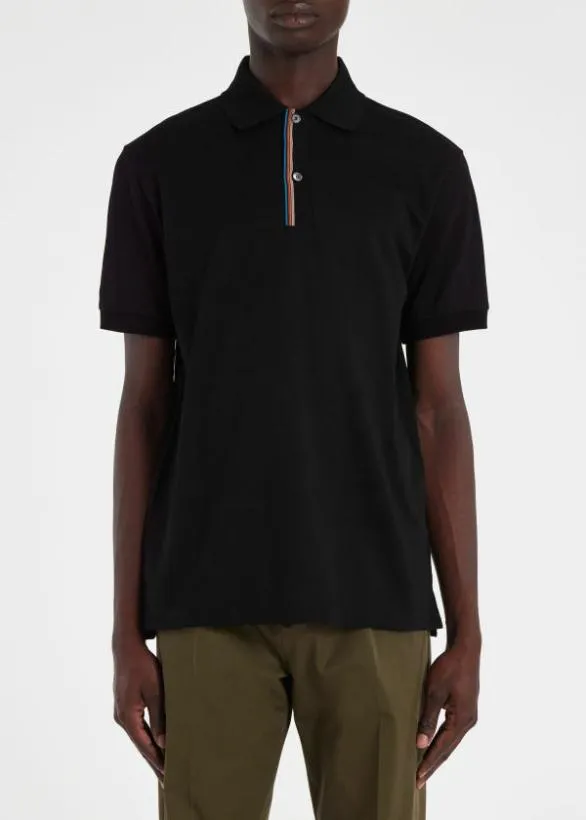 Paul Smith Polo Shirts 039Signature Stripe039 Trim Polo Shirt Black 8211 Mens