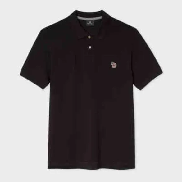 Paul Smith Polo Shirts CottonPiquu00e9 Zebra Polo Shirt Black 8211 Mens
