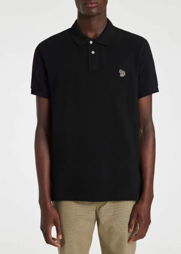 Paul Smith Polo Shirts CottonPiquu00e9 Zebra Polo Shirt Black 8211 Mens