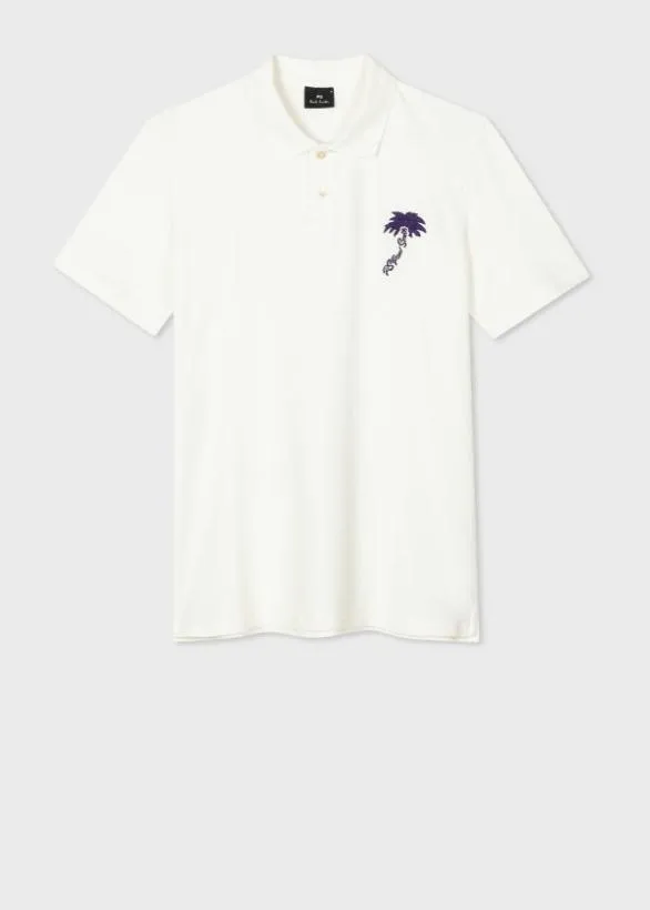 Paul Smith Polo Shirts Embroidered 039Palm Tree039 Polo Shirt Ecru 8211 Mens