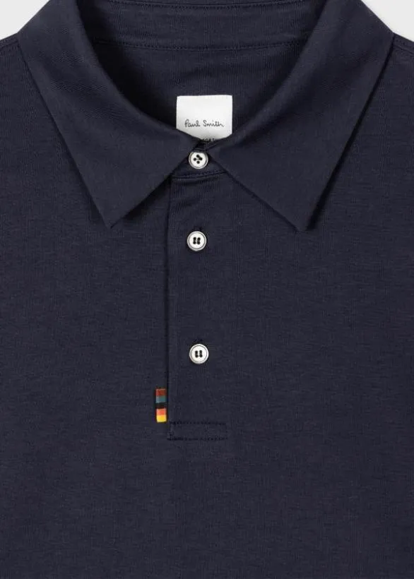 Paul Smith Polo Shirts Polo Shirt With 039Artist Stripe039 Tab Navy 8211 Mens
