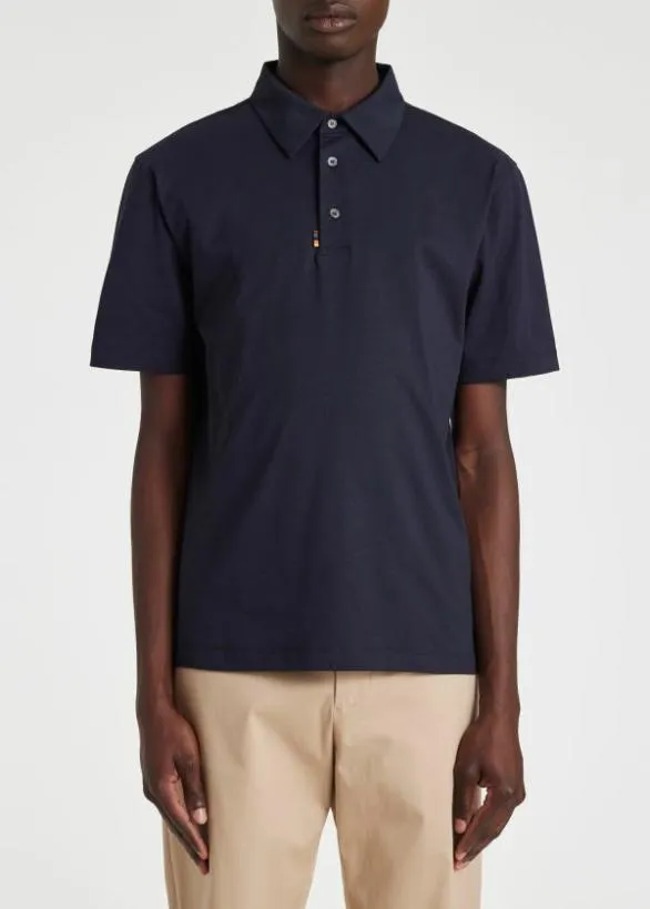 Paul Smith Polo Shirts Polo Shirt With 039Artist Stripe039 Tab Navy 8211 Mens