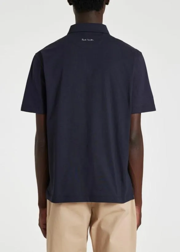 Paul Smith Polo Shirts Polo Shirt With 039Artist Stripe039 Tab Navy 8211 Mens