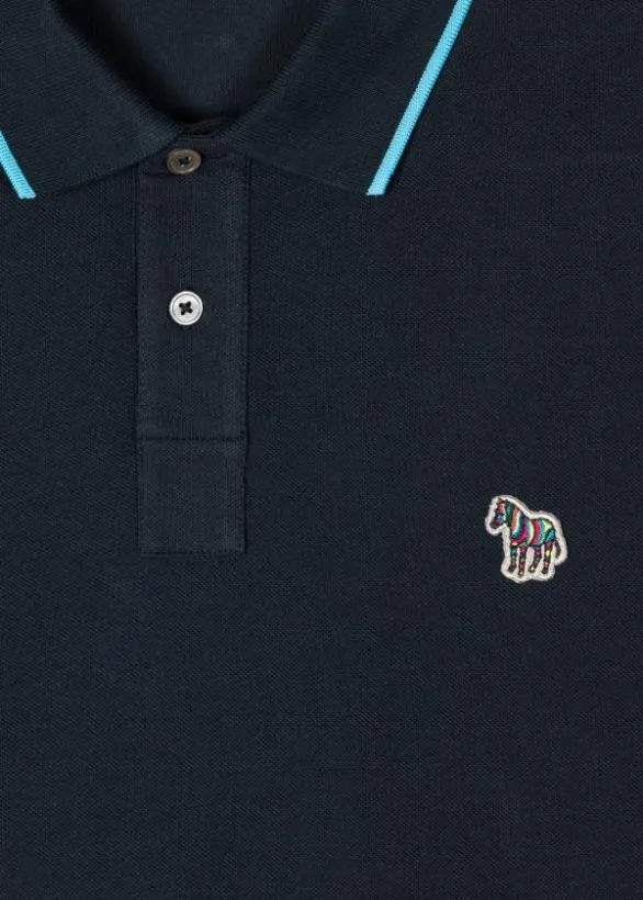Paul Smith Polo Shirts Zebra Logo LongSleeve Polo Shirt Navy 8211 Mens