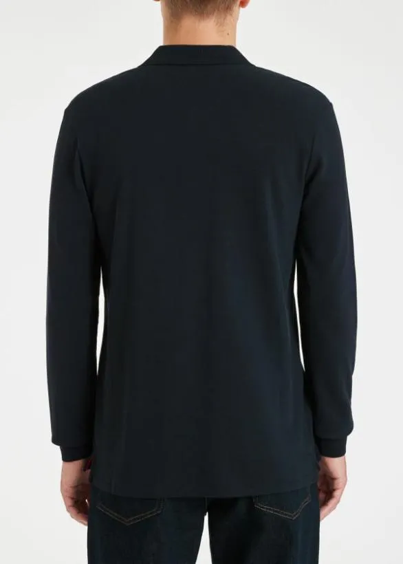 Paul Smith Polo Shirts Zebra Logo LongSleeve Polo Shirt Navy 8211 Mens