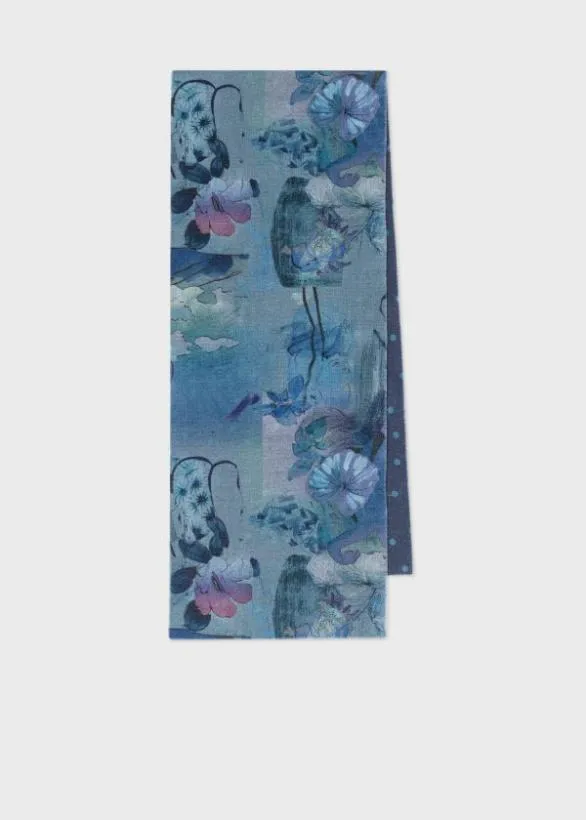 Paul Smith Scarves 039Narcissus039 Wool Scarf Blue 8211 Mens
