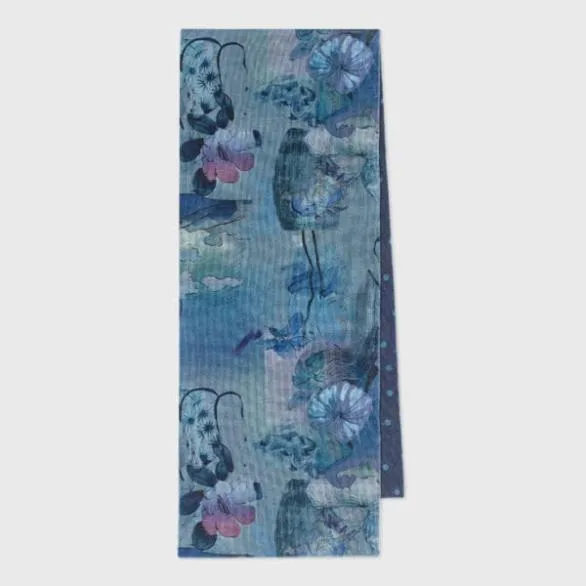 Paul Smith Scarves 039Narcissus039 Wool Scarf Blue 8211 Mens
