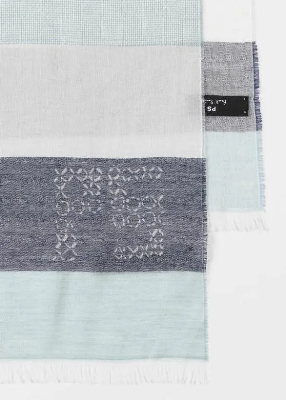 Paul Smith Scarves CottonBlend Scarf Blue 8211 Mens