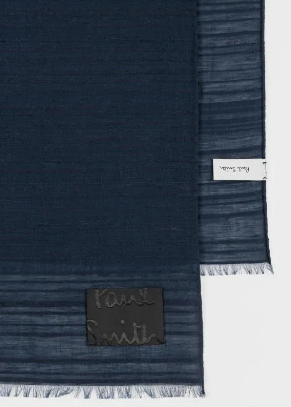 Paul Smith Scarves CottonBlend Shadow Stripe Scarf Dark Navy 8211 MensWomens