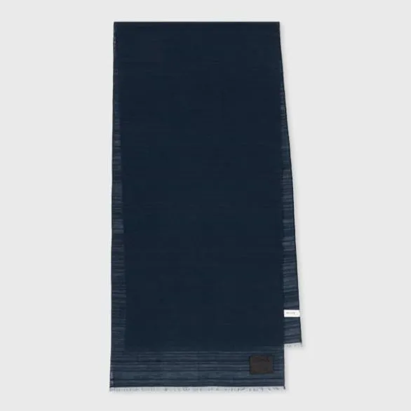 Paul Smith Scarves CottonBlend Shadow Stripe Scarf Dark Navy 8211 MensWomens
