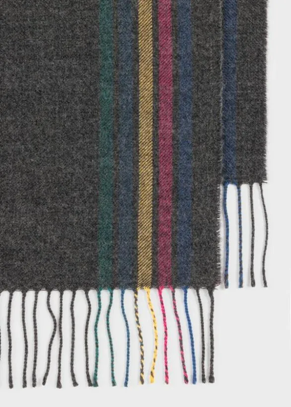 Paul Smith Scarves WoolBlend 039Sports Stripe039 Scarf Grey 8211 Mens