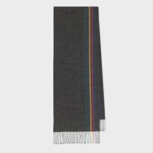 Paul Smith Scarves WoolBlend 039Sports Stripe039 Scarf Grey 8211 Mens