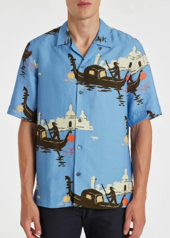 Paul Smith Shirts 039Gondola039 ShortSleeve Shirt Blue 8211 Mens