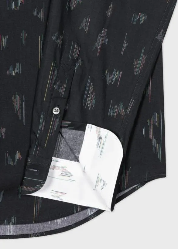 Paul Smith Shirts 039Line039 Print Organic Cotton Shirt Black 8211 Mens