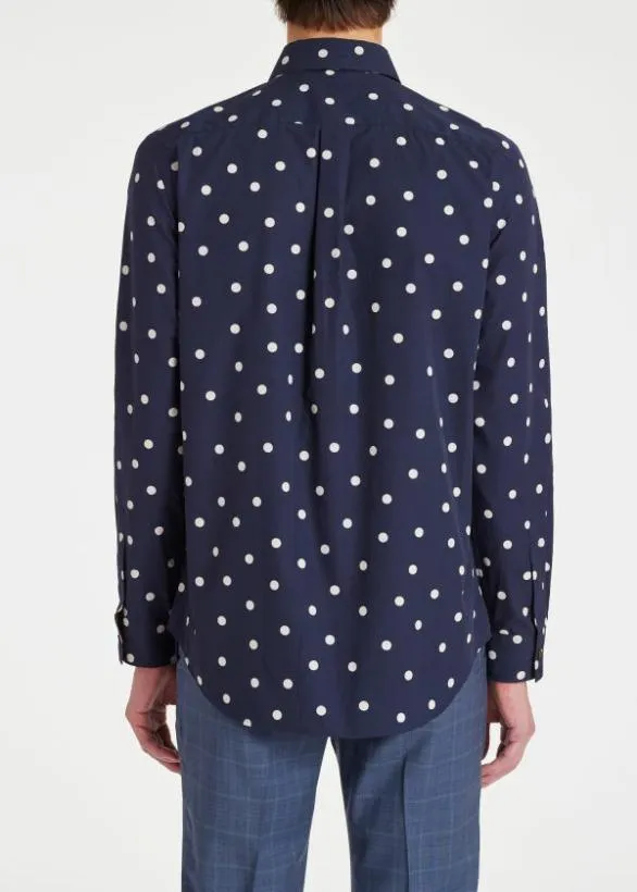 Paul Smith Shirts Cotton Polka Dot Shirt Navy 8211 Mens