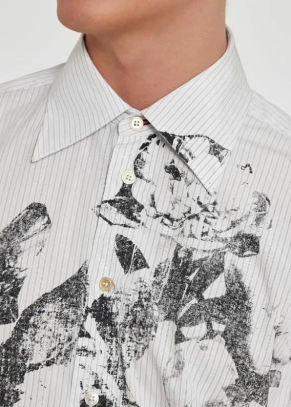Paul Smith Shirts Fine Stripe Floral Print Shirt White 8211 Mens