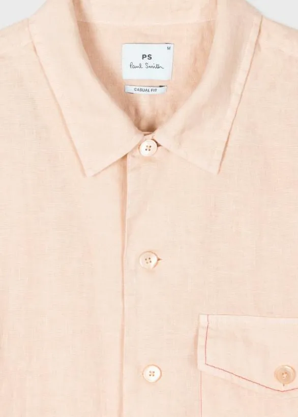 Paul Smith Shirts Linen Shirt With CrossStitch Detail Beige 8211 Mens