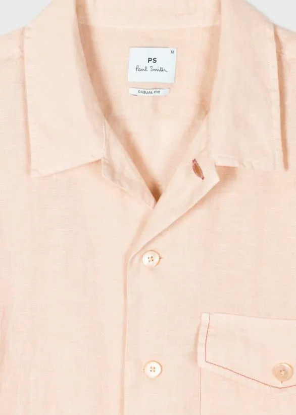 Paul Smith Shirts Linen Shirt With CrossStitch Detail Beige 8211 Mens