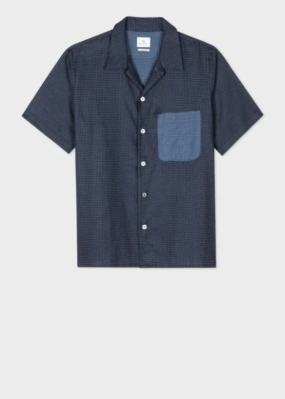 Paul Smith Shirts Polka Dot ShortSleeve Shirt Navy 8211 Mens