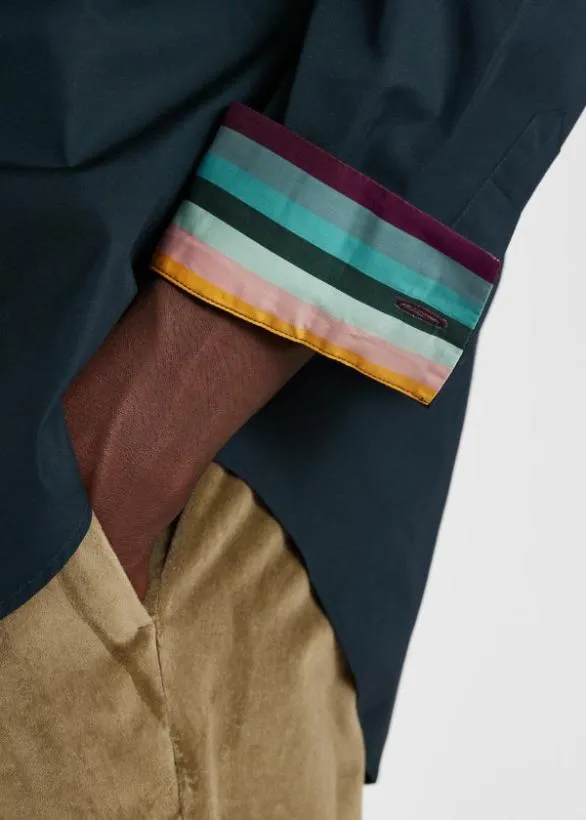 Paul Smith Shirts RegularFit Cotton 039Artist Stripe039 Cuff Shirt Navy 8211 Mens