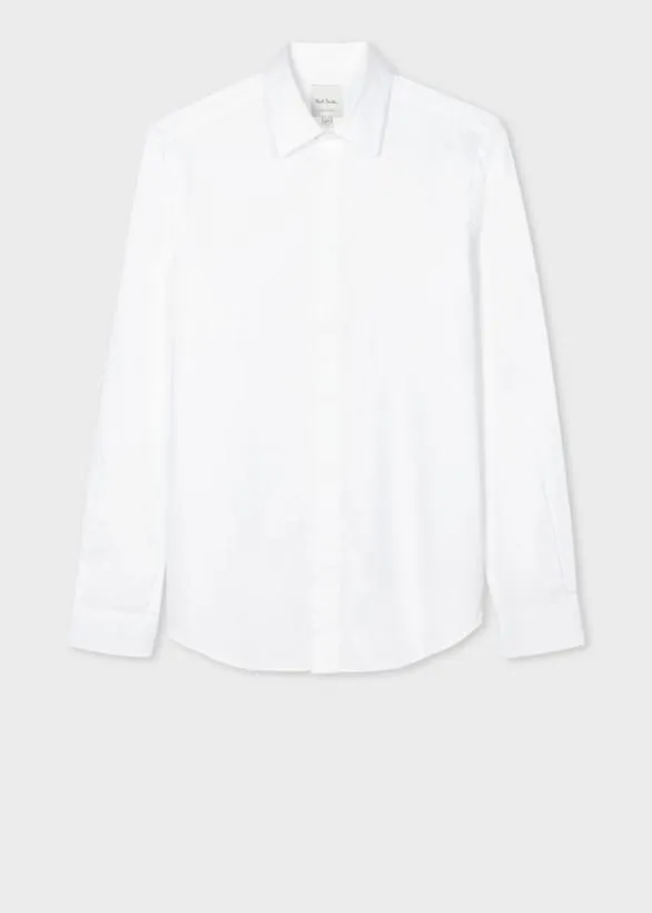 Paul Smith Shirts SlimFit Cotton Twill Easy Care Shirt White 8211 Mens