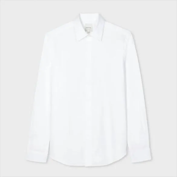 Paul Smith Shirts SlimFit Cotton Twill Easy Care Shirt White 8211 Mens