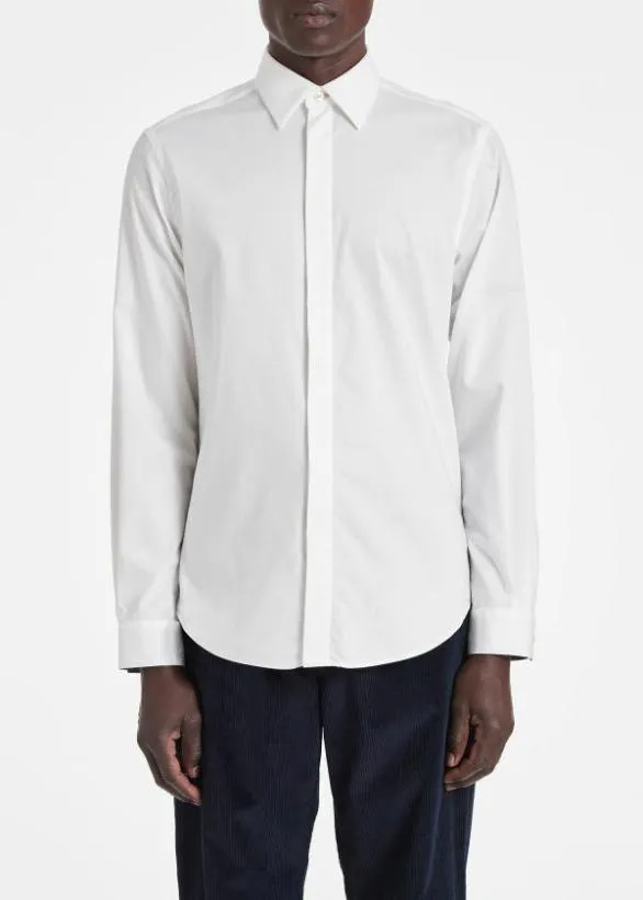Paul Smith Shirts SlimFit Cotton Twill Easy Care Shirt White 8211 Mens