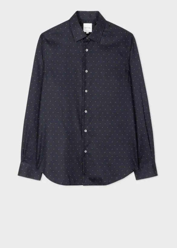 Paul Smith Shirts SlimFit Polka Dot CottonTwill Shirt Navy 8211 Mens