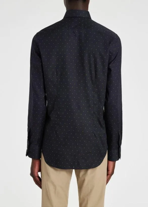 Paul Smith Shirts SlimFit Polka Dot CottonTwill Shirt Navy 8211 Mens