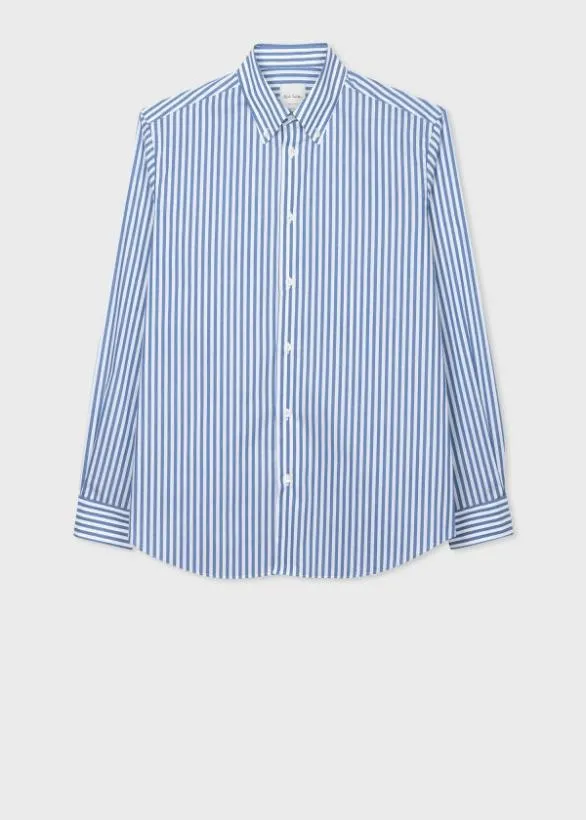 Paul Smith Shirts Stripe ButtonDown Shirt Blue 8211 Mens