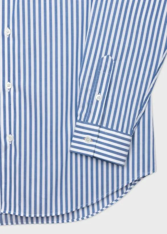 Paul Smith Shirts Stripe ButtonDown Shirt Blue 8211 Mens