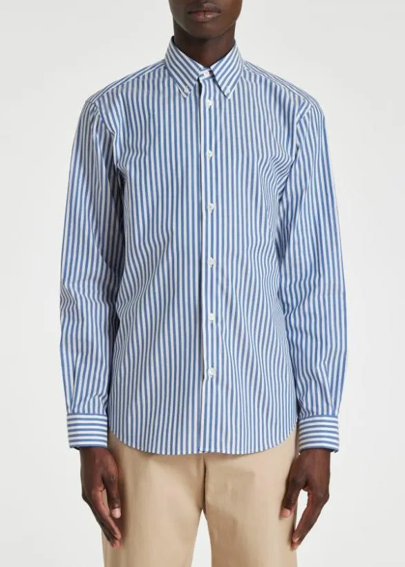 Paul Smith Shirts Stripe ButtonDown Shirt Blue 8211 Mens