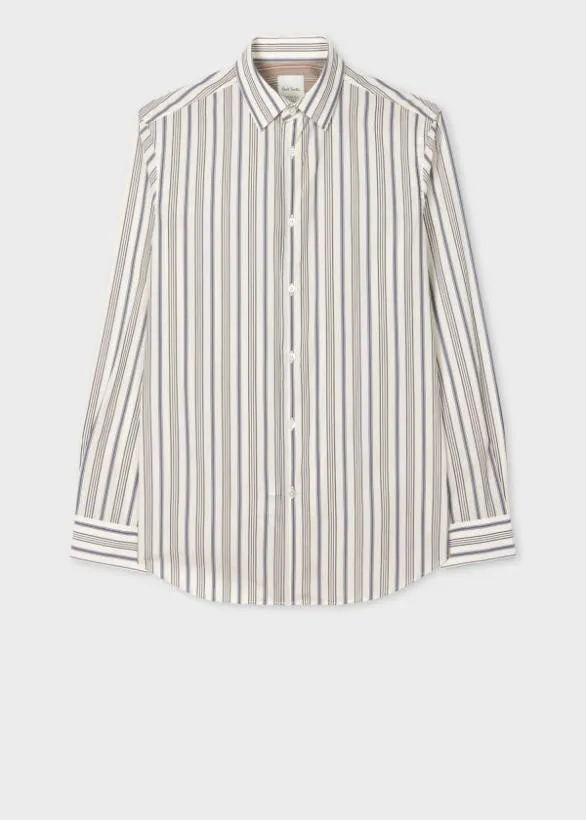 Paul Smith Shirts White MixedStripe Cotton Shirt White 8211 Mens