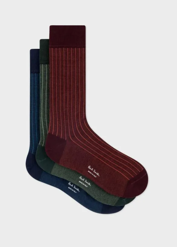 Paul Smith Socks 039Painted Stripe039 CottonBlend Three Pack Socks Multicolour 8211 Mens