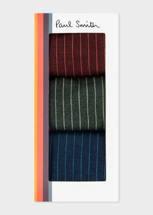 Paul Smith Socks 039Painted Stripe039 CottonBlend Three Pack Socks Multicolour 8211 Mens