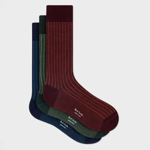Paul Smith Socks 039Painted Stripe039 CottonBlend Three Pack Socks Multicolour 8211 Mens