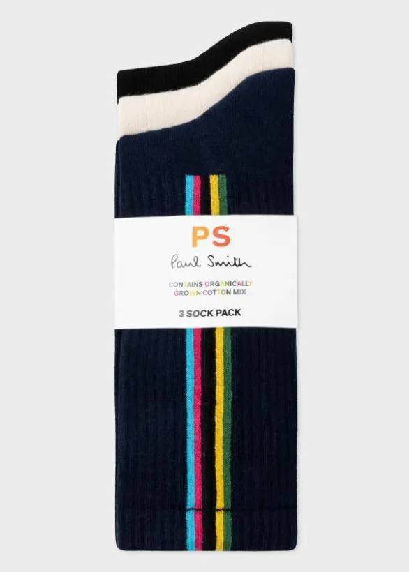 Paul Smith Socks 039Sports Stripe039 Socks Three Pack Multicolour 8211 Mens