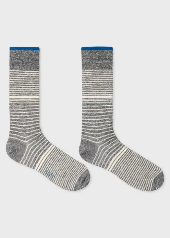 Paul Smith Socks LinenBlend Faded Striped Socks Dark Grey 8211 Mens