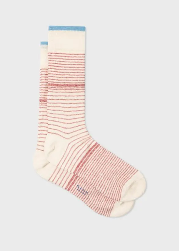 Paul Smith Socks LinenBlend Faded Striped Socks Red 8211 Mens