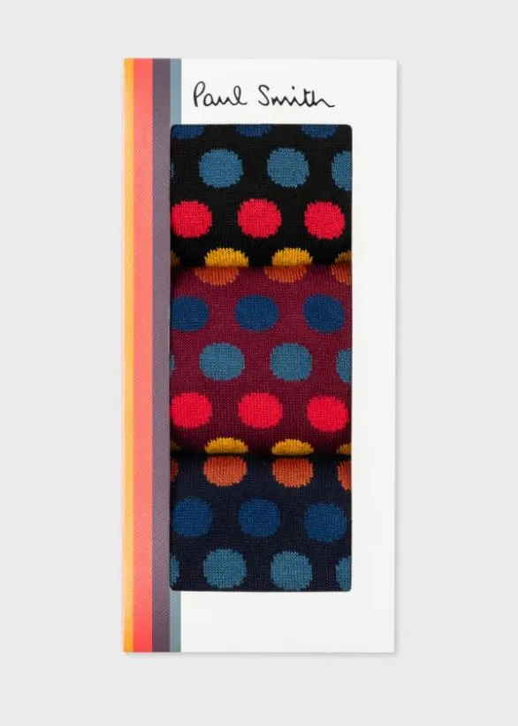 Paul Smith Socks Polka Dot Socks Three Pack Black 8211 Mens