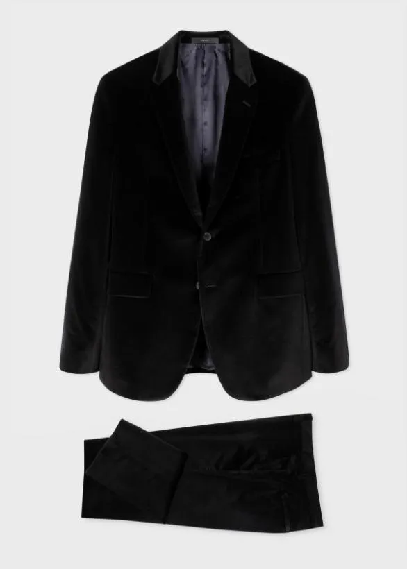 Paul Smith Suits The Kensington 8211 SlimFit Black Velvet Suit Black 8211 Mens