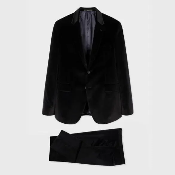 Paul Smith Suits The Kensington 8211 SlimFit Black Velvet Suit Black 8211 Mens