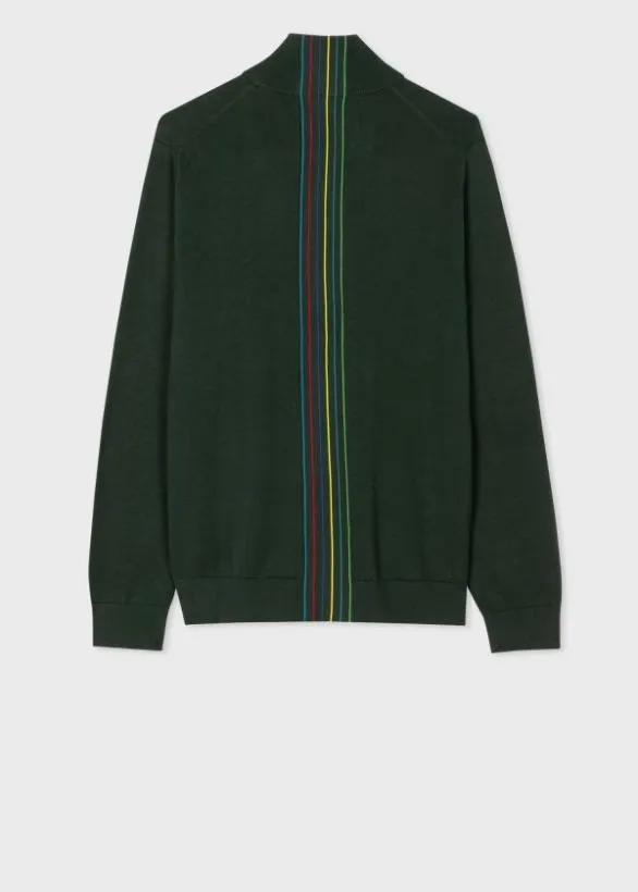Paul Smith Sweaters 039Sports Stripe039 Zip Cardigan Dark Green 8211 Mens