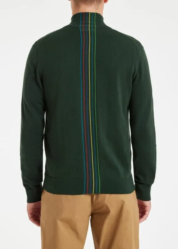 Paul Smith Sweaters 039Sports Stripe039 Zip Cardigan Dark Green 8211 Mens