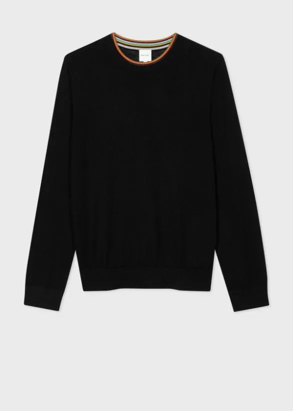 Paul Smith Sweaters Merino Wool 039Signature Stripe039 Collar Sweater Black 8211 Mens