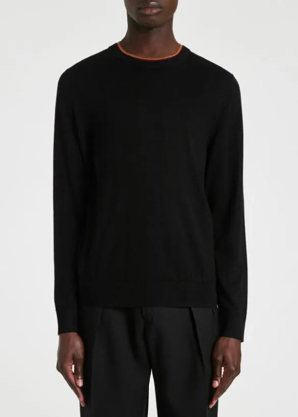 Paul Smith Sweaters Merino Wool 039Signature Stripe039 Collar Sweater Black 8211 Mens